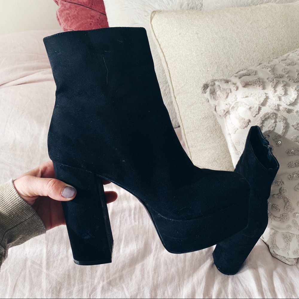 SUEDE PLATFORM BOOTS 7.5 - worn once!